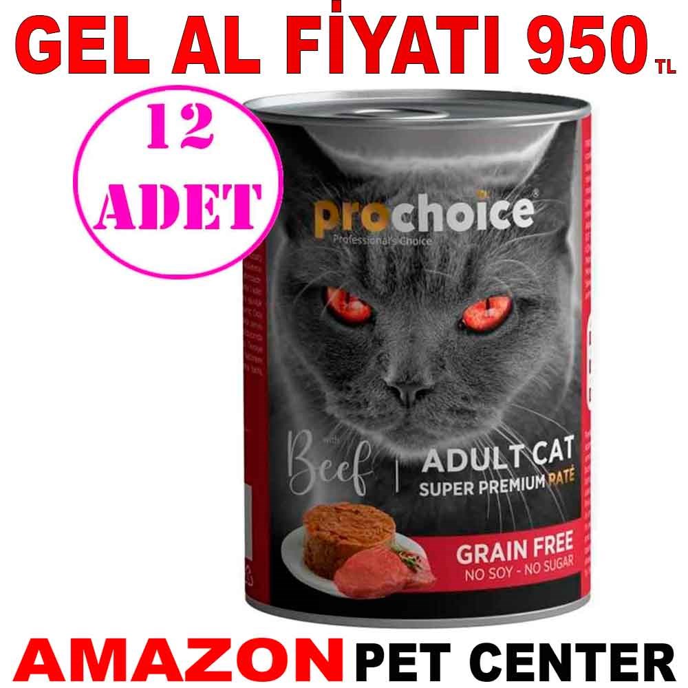 Pro Choice Sığır Etli Tahılsız Pate Yetişkin Kedi Konservesi 400 Gr 12 AD Gel Al 18913002 Amazon Pet Center