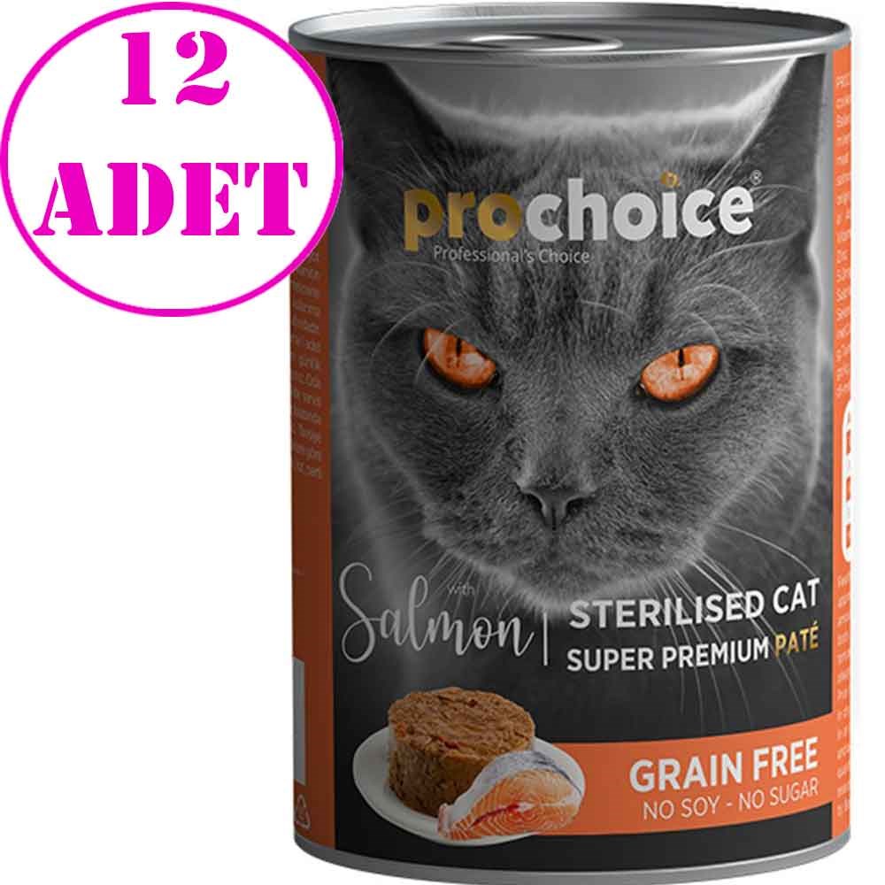 Pro Choice Sterilised Somonlu Kedi Konservesi Pate 400 Gr 12 AD 32126013 Pro Choice Yetişkin Kedi Konserve Mamaları Amazon Pet Center