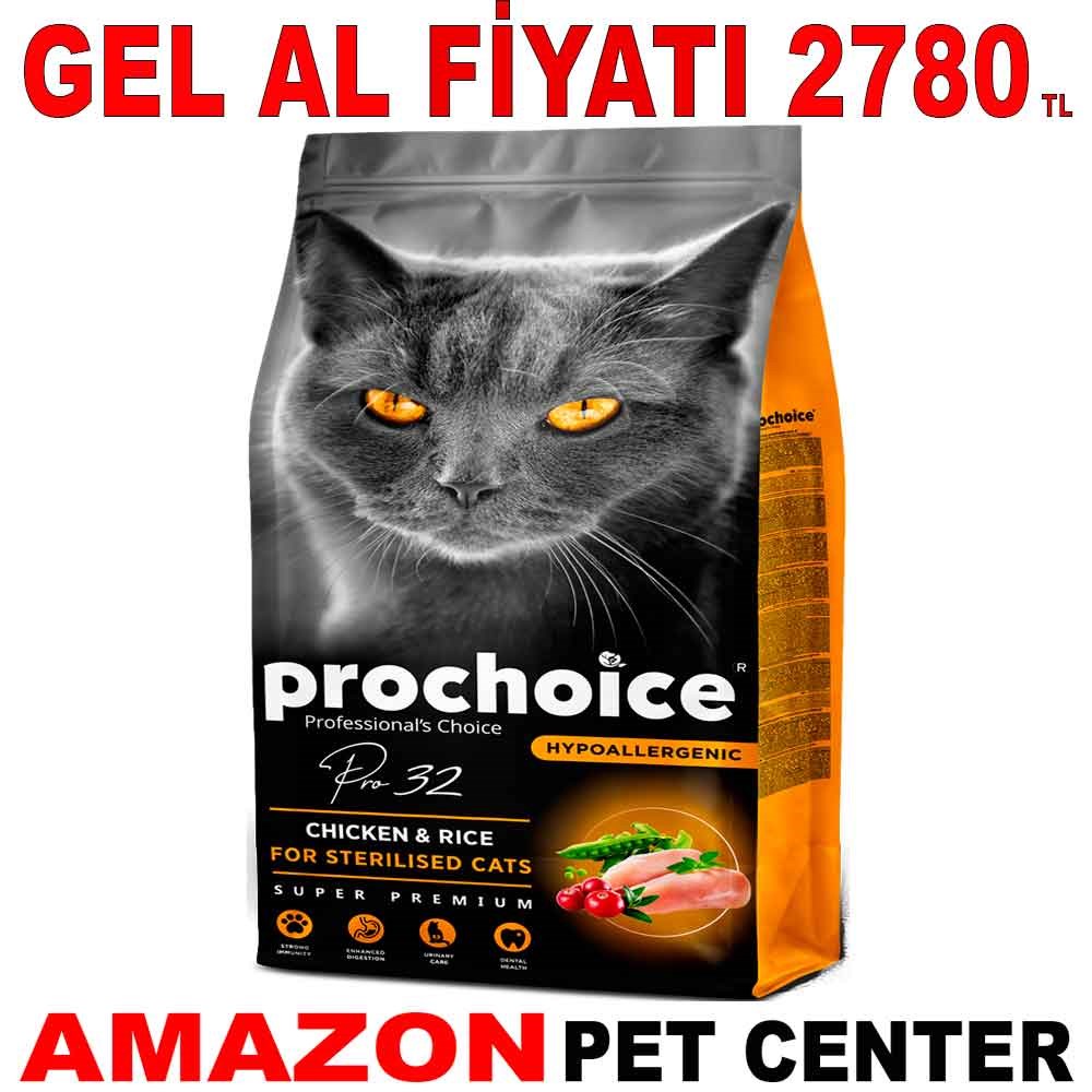 Prochoice Pro 32 Kısırlaştırılmış Kedi Maması Tavuklu  15 Kg Gel Al 18672008 Amazon Pet Center