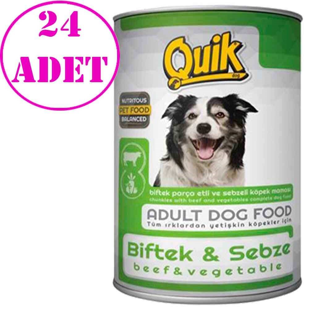 Quik Biftekli Sebzeli Köpek Konservesi 415 gr 24 AD 32122534 Quik Yetişkin Köpek Konserveleri Amazon Pet Center