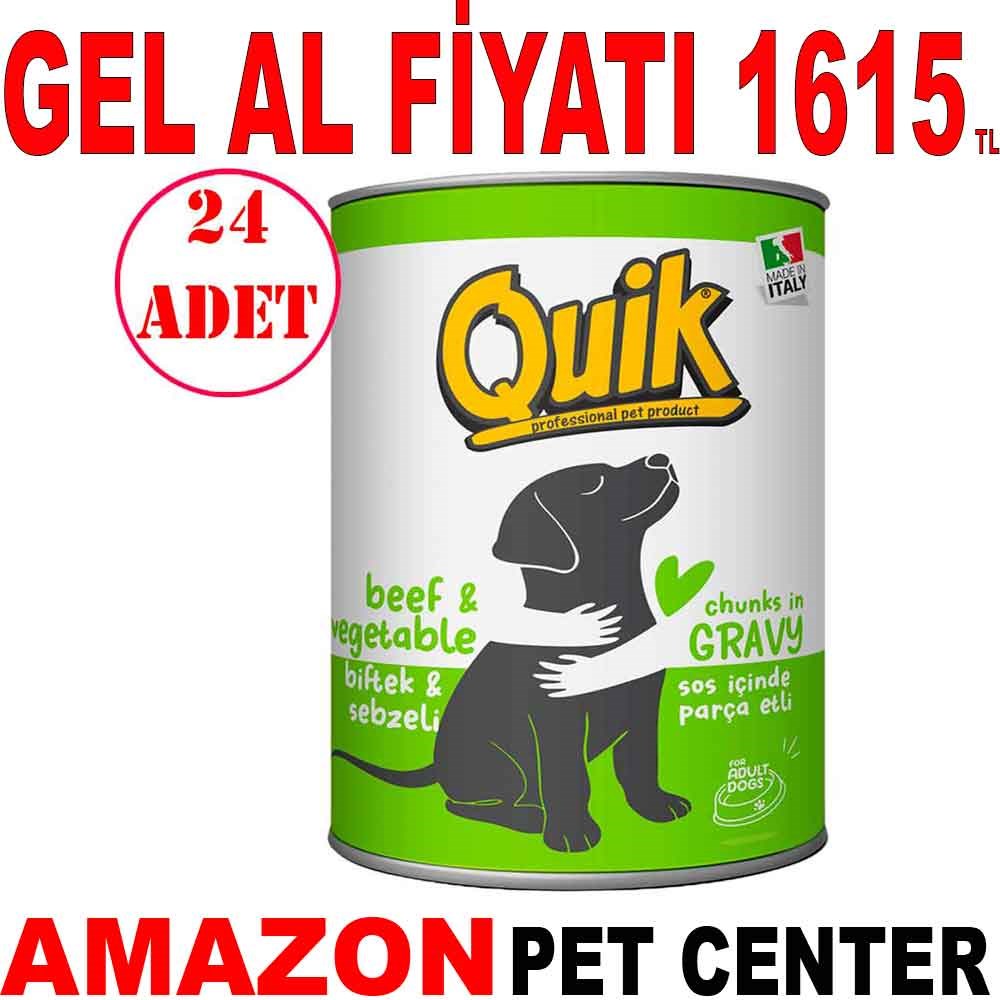 Quik Biftekli Sebzeli Köpek Konservesi 415 gr 24 AD Gel Al 20942007 Amazon Pet Center