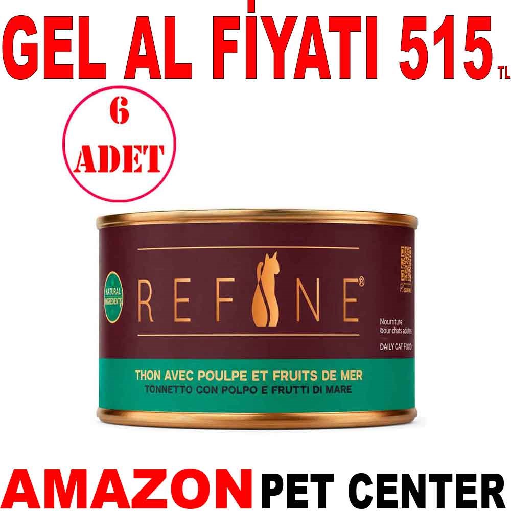 Refine Home Cooking Kedi Konservesi Ahtapot Deniz Ürünleri ve Ton Balıklı 80 Gr 6 Ad Gel Al 35012795 Amazon Pet Center