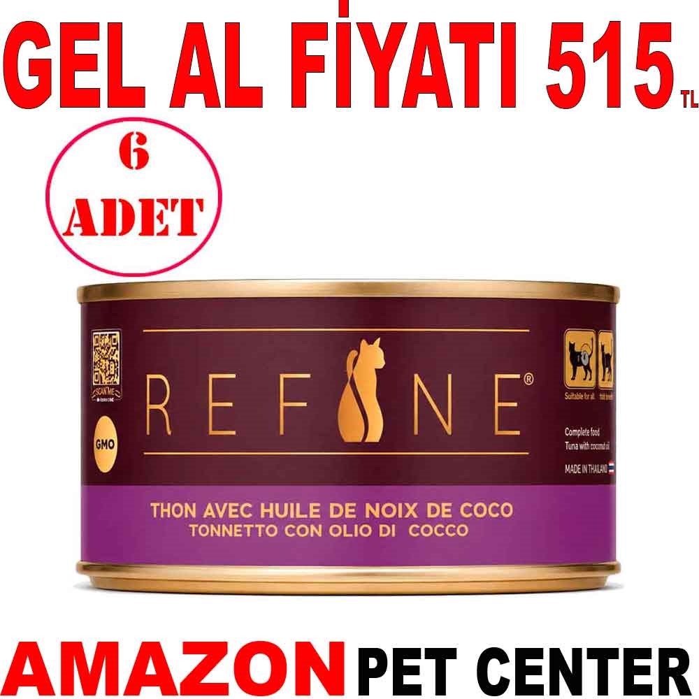 Refine Kısırlaştırılmış Kedi Konservesi Hindistan Cevizi Yağlı Ton Balıklı 85 Gr 6 Ad Gel Al 35012979 Amazon Pet Center