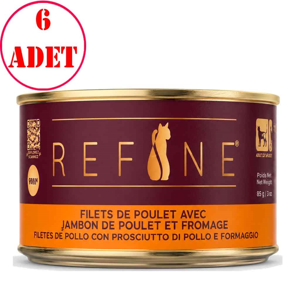 Refine Kısırlaştırılmış Kedi Konservesi Tavuk Jambonlu ve Peynirli 85 Gr 6 Ad 35012887 Amazon Pet Center