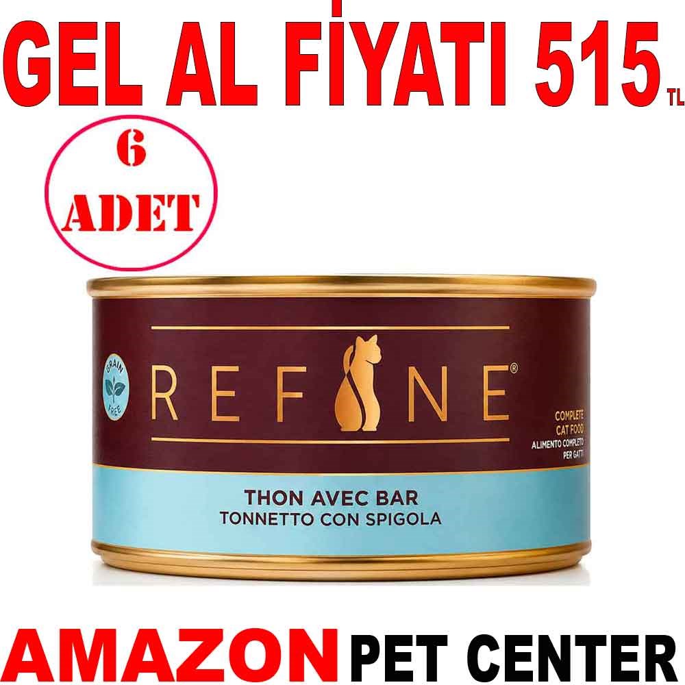 Refine Levrekli ve Ton Balıklı Kedi Konservesi 85 Gr 6 Ad Gel Al 35012856 Amazon Pet Center