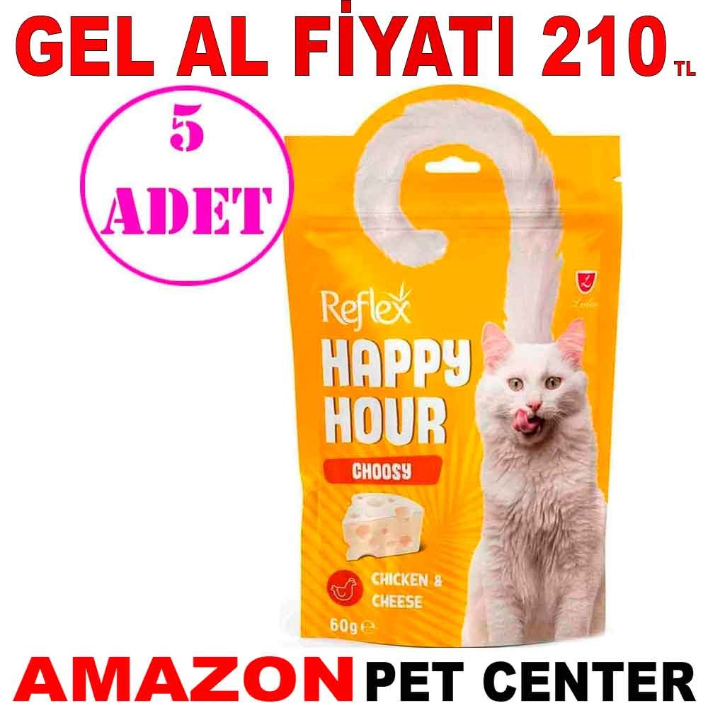 Reflex Happy Hour Choosy Tavuklu ve Peynirli Kedi Ödül Maması 60 Gr 5 AD Gel Al 20688004 Amazon Pet Center