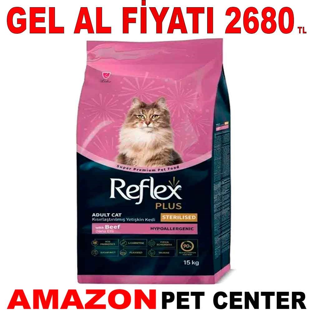 Reflex Plus Biftekli Kısırlaştırılmış Kedi Maması 15 Kg Gel Al 35004561 Amazon Pet Center