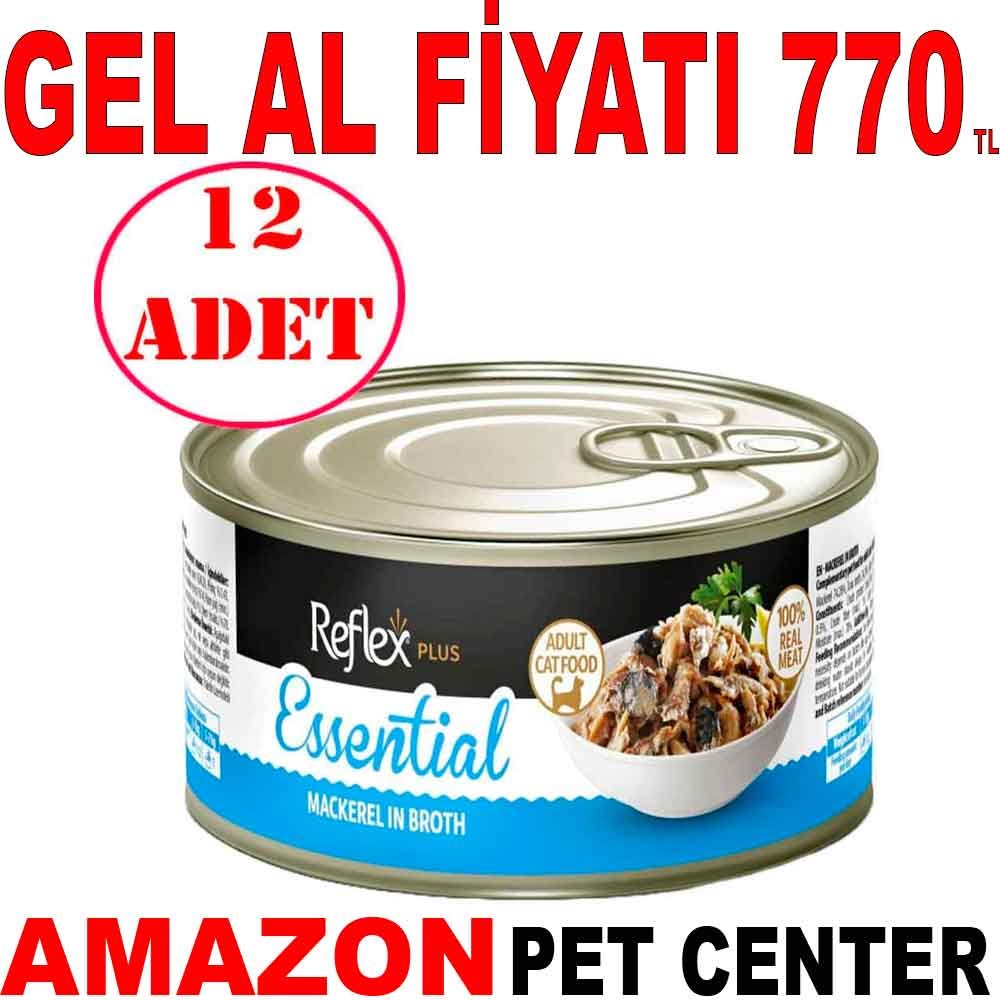 Reflex Plus Essential Uskumrulu Yetişkin Kedi Konservesi 70 Gr 12 AD Gel Al 18732009 Amazon Pet Center