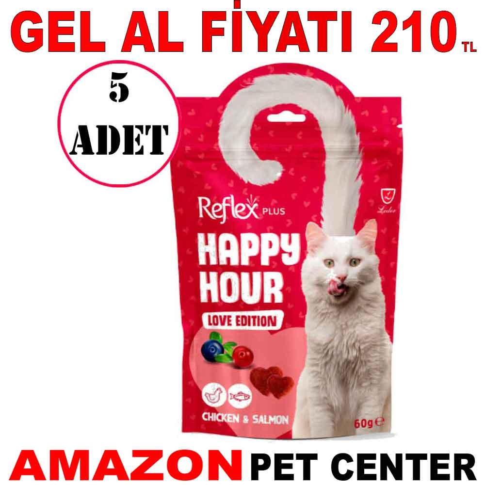 Reflex Plus Happy Hour Tavuk ve Somonlu Kedi Ödül Maması Love Edition 60 Gr 5 Ad Gel Al 35014782 Amazon Pet Center