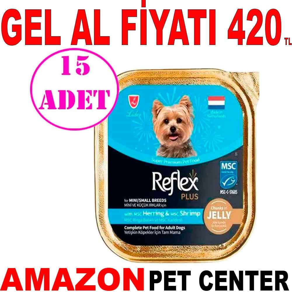 Reflex Plus Jöle İçinde Ringa Balığı ve Karides Küçük Irk Köpek Konservesi 85 Gr 15 AD Gel Al 21400001 Amazon Pet Center