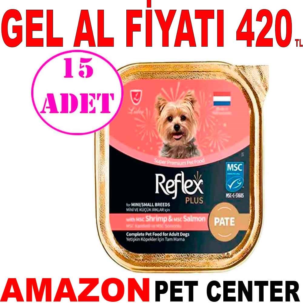 Reflex Plus Pate Karidesli ve Somonlu Küçük Irk Köpek Yaş Maması 85 Gr 15 AD Gel Al 21408007 Amazon Pet Center