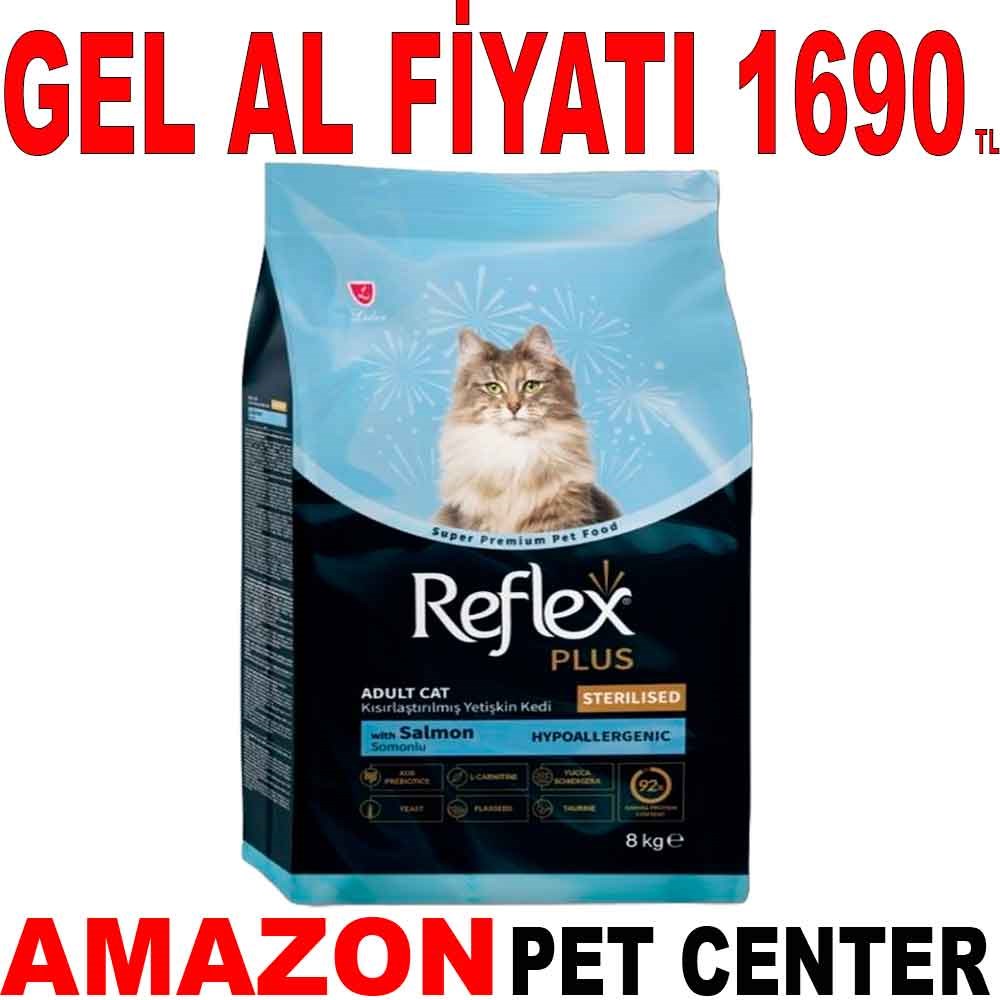 Reflex Plus Somonlu Kısırlaştırılmış Kedi Maması 8 Kg Gel Al  18990003 Amazon Pet Center