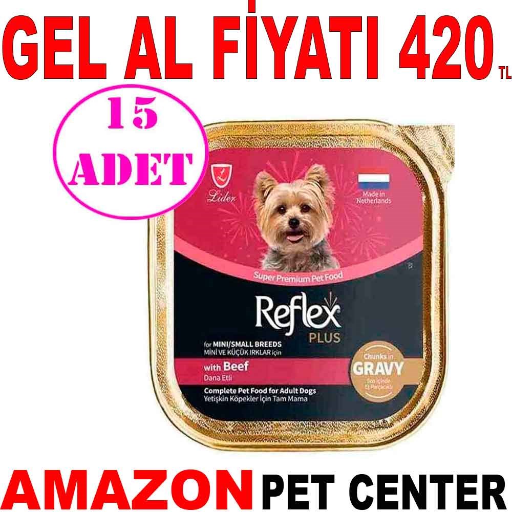 Reflex Plus Sos İçinde Et Parçacıklı Dana Etli Mini ve Küçük Irk Yetişkin Köpek Konservesi 85 Gr 15 AD Gel Al 21402005 Amazon Pet Center