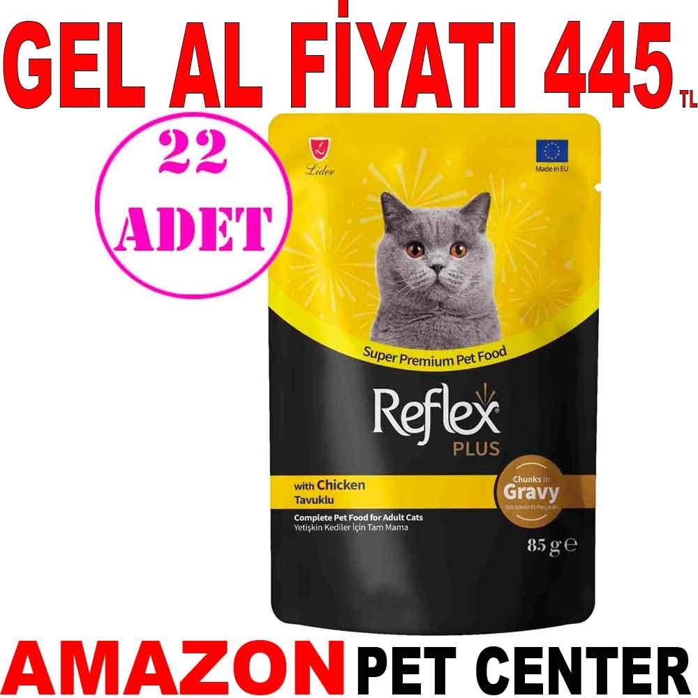 Reflex Plus Sos İçinde Tavuklu Kedi Konservesi 85 Gr 22 AD Gel Al 21240003 Amazon Pet Center