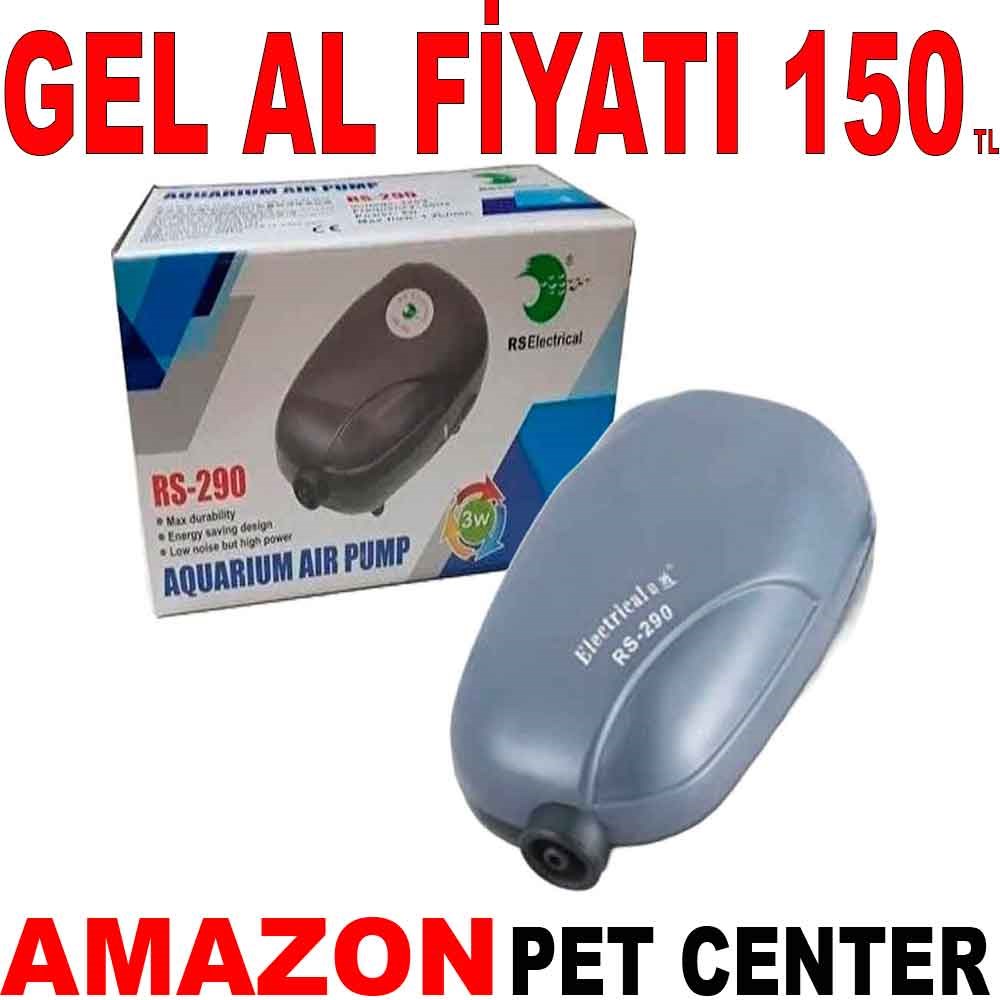 RS 290 Tek Çıkışlı Akvaryum Hava Motoru 1,2 L/Min 3 W Gel Al 35009795 Amazon Pet Center