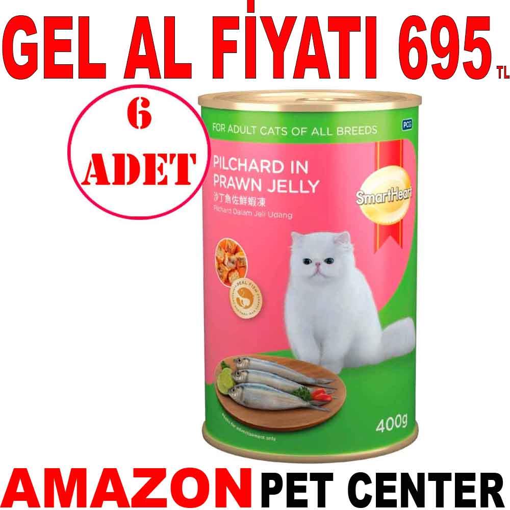 Smart Heart Kedi Konservesi Jöle İçinde Karides ve Sardalyalı 400 Gr 6 AD 35003939 Amazon Pet Center