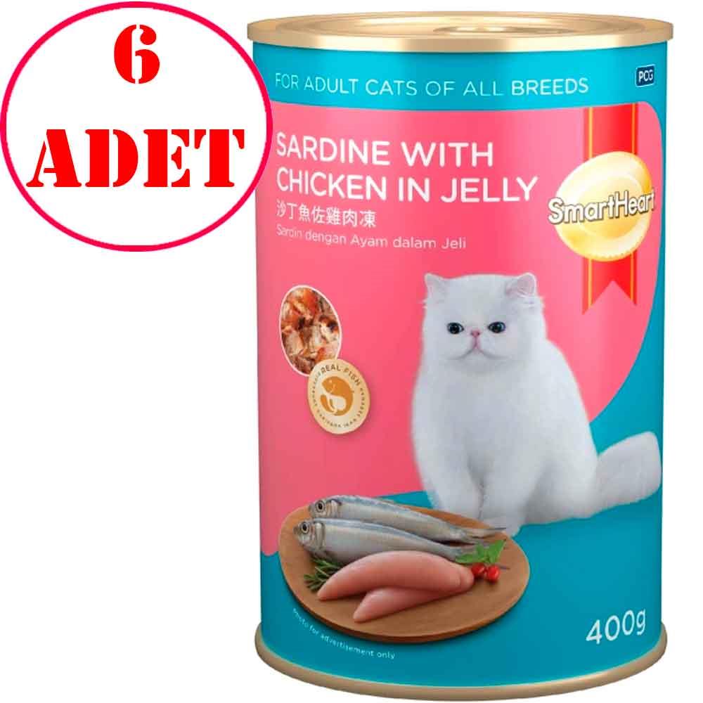 Smart Heart Kedi Konservesi Jöle İçinde Tavuklu ve Sardalyalı 400 Gr 6 AD 35003908 Amazon Pet Center