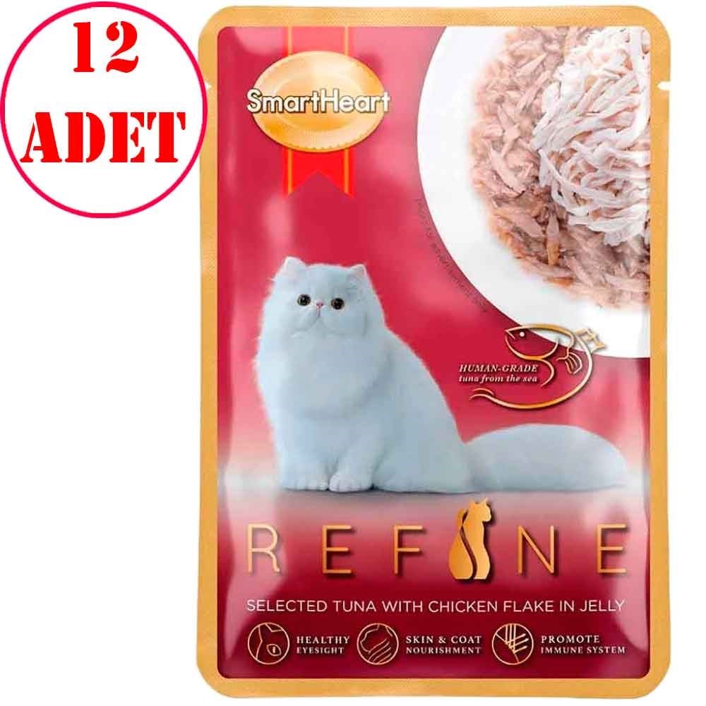 Smart Heart Refine Kedi Konservesi Jöle İçinde Tiftiklenmiş Tavuklu ve Ton Balıklı 70 Gr 12 Ad 35013020 Amazon Pet Center