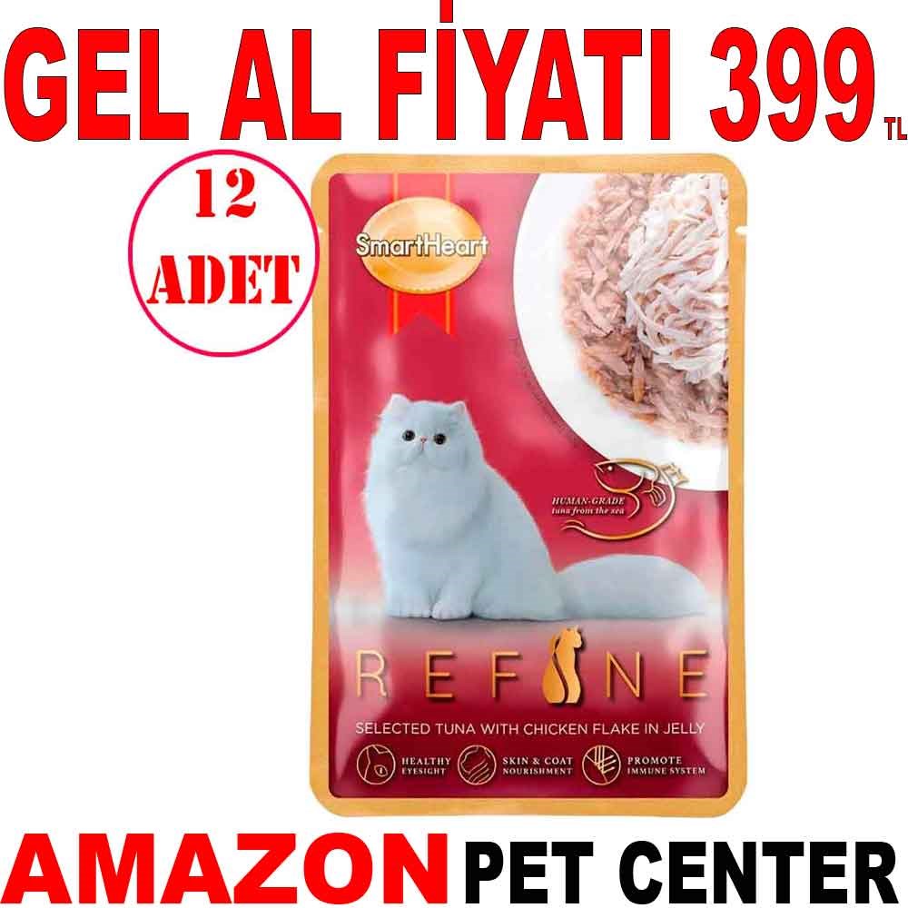 Smart Heart Refine Kedi Konservesi Jöle İçinde Tiftiklenmiş Tavuklu ve Ton Balıklı 70 Gr 12 Ad Gel Al 35013037 Amazon Pet Center