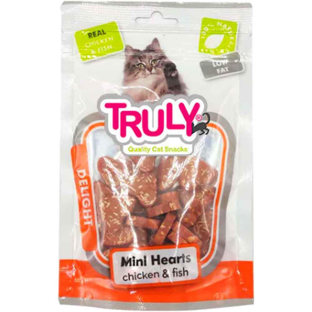 Truly Delight Tavuk Etli ve Balıklı Kalp Şeklinde Yumuşak Kedi Ödül Maması 50 Gr 8718692582439 Amazon Pet Center