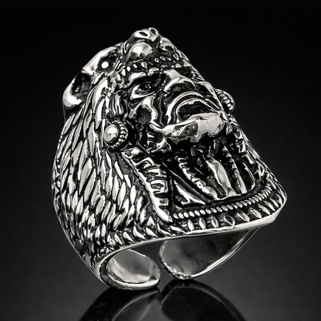 Savaşcı Motifli Zihgir Gümüş Erkek Yüzük