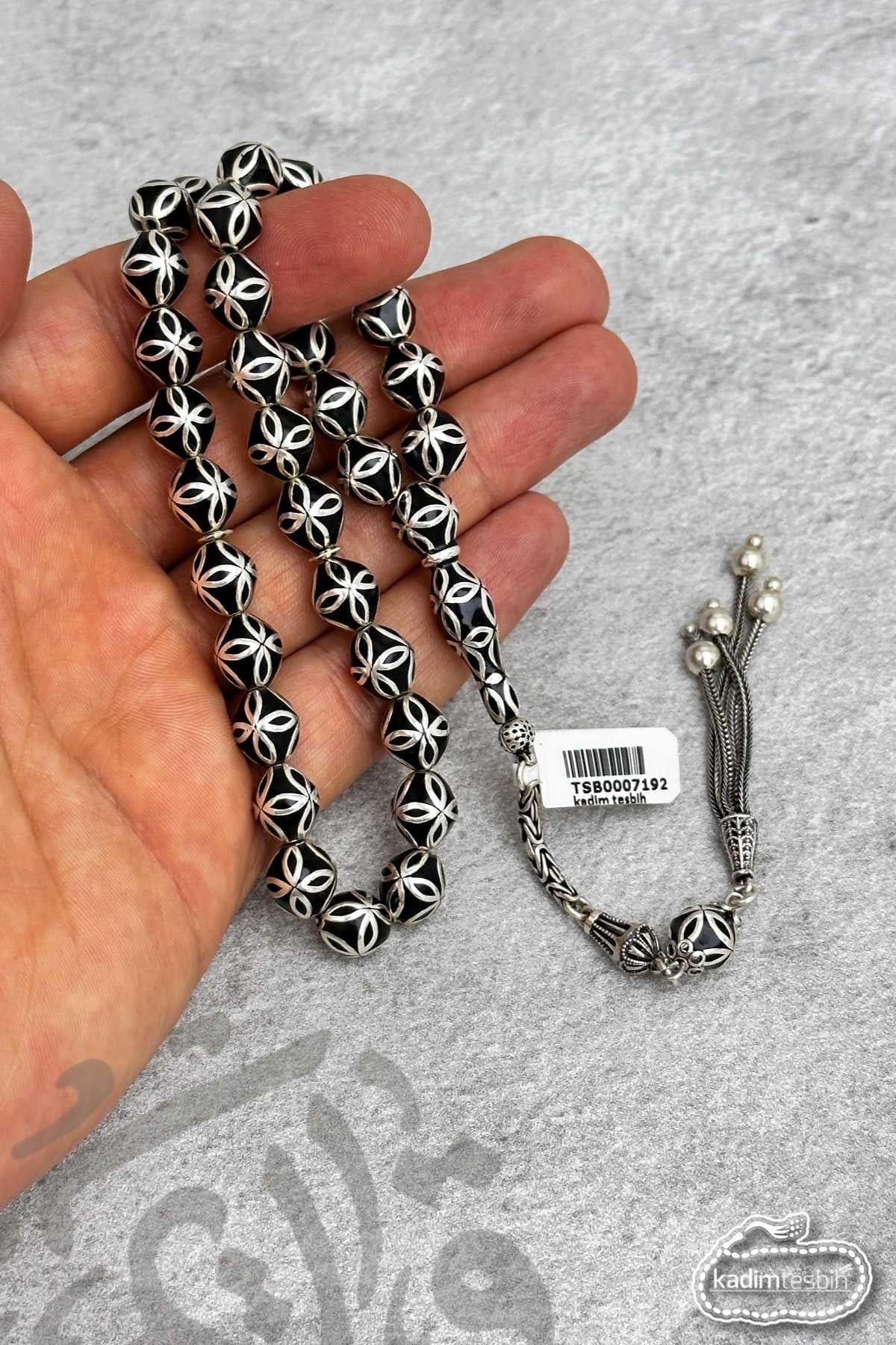 925 Ayar Gümüş Püsküllü Gümüş Mineli Tesbih