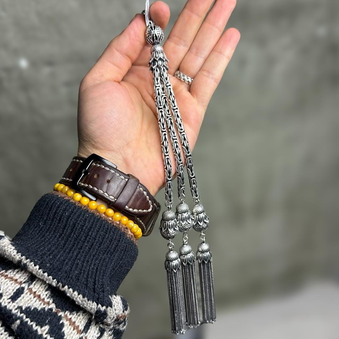 925 Ayar Kral Zincir Model Dev Boy Gümüş Püskül