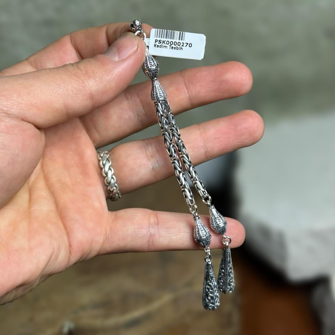 925 Ayar Kral Zincir Saçaklı İkili Model Gümüş Püskül