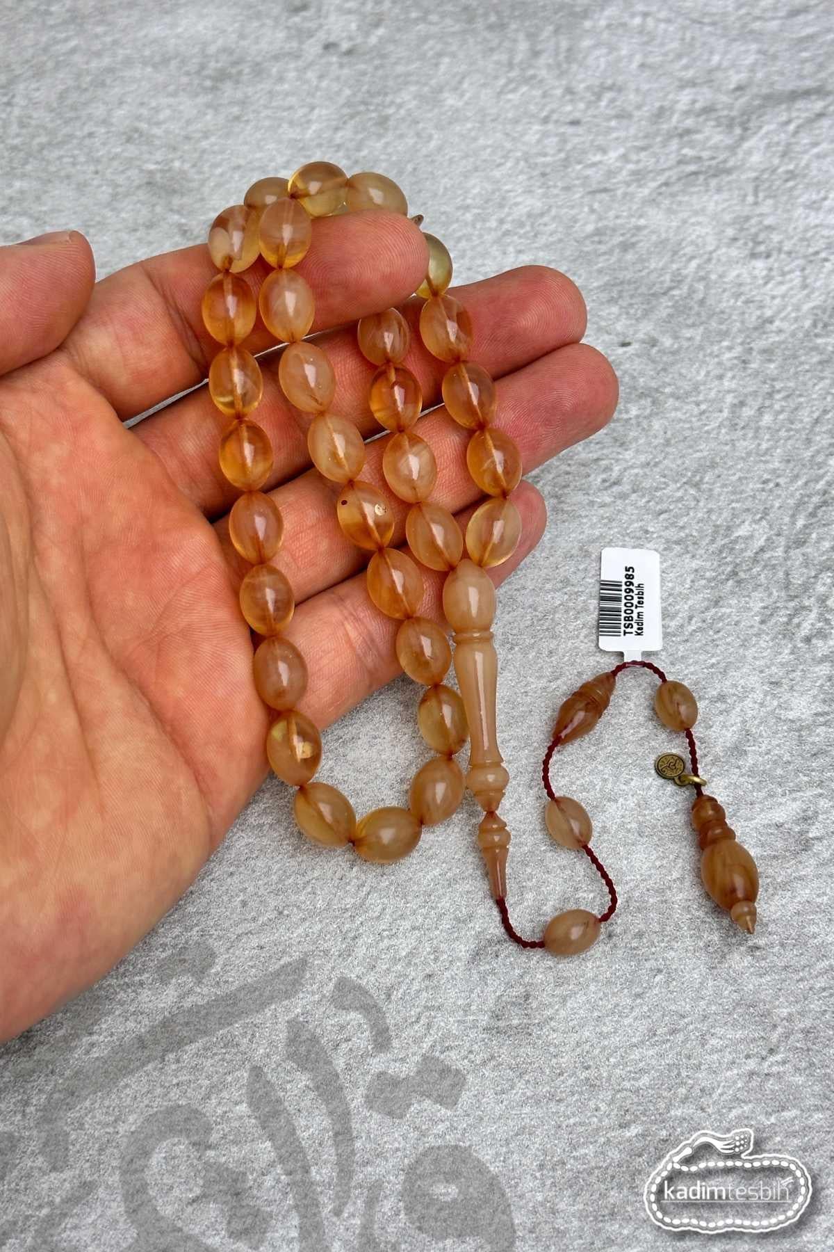 Beyzi Kesim Hareli Sıkma Kehribar Tesbih