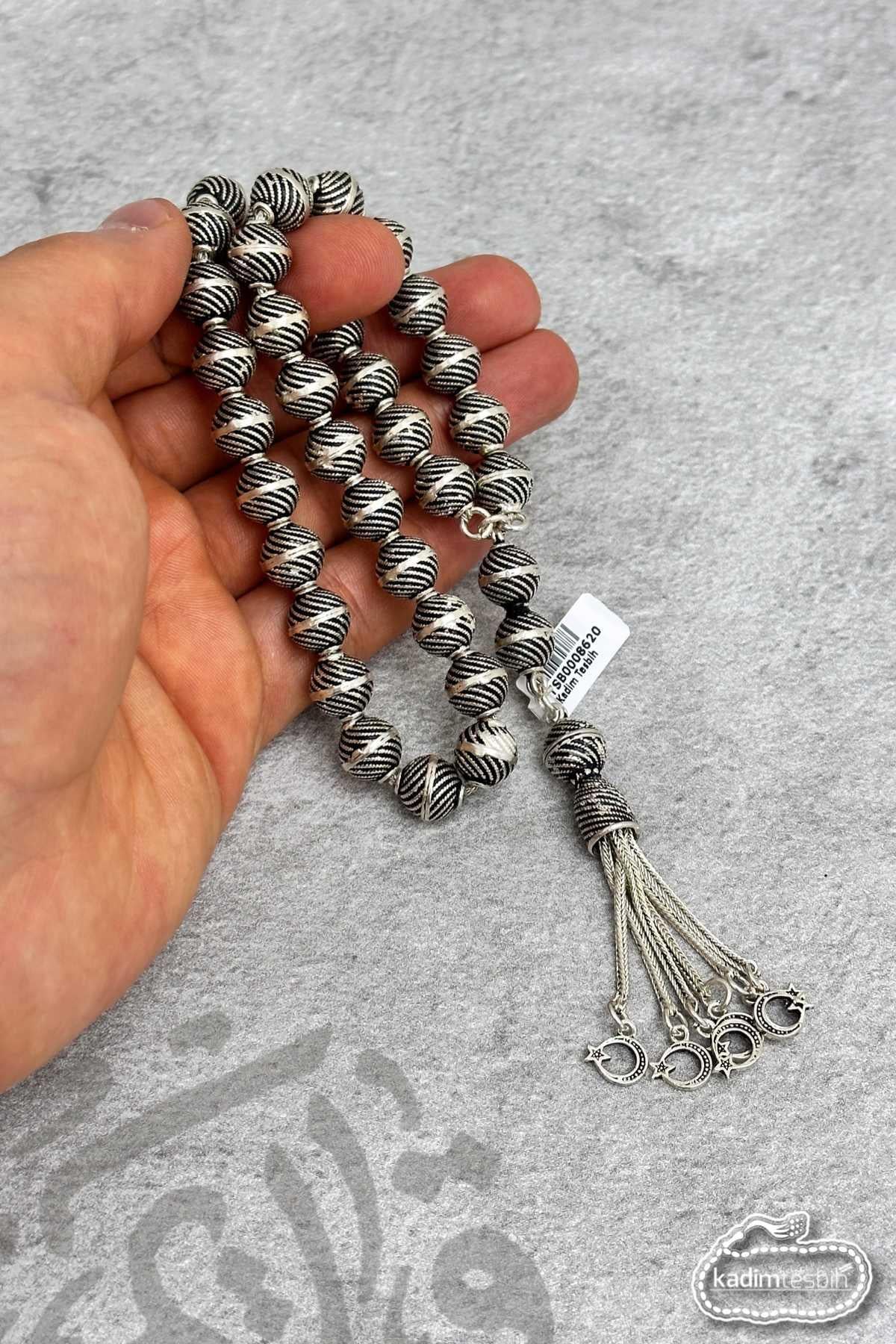 Beyzi Model 925 Ayar Eskitme Telkari Gümüş Tesbih