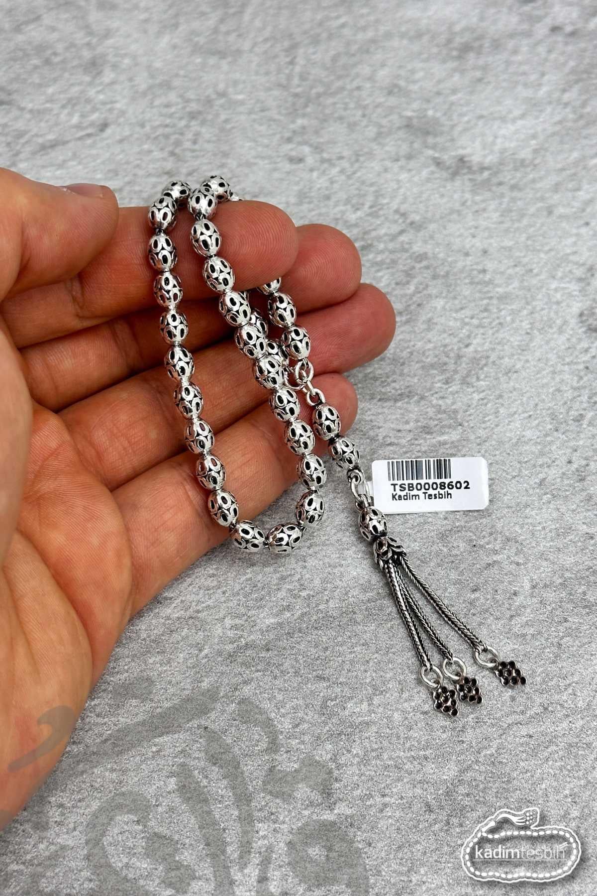 Bilek Boy Beyzi Kesim 925 Ayar Telkari Gümüş Tesbih