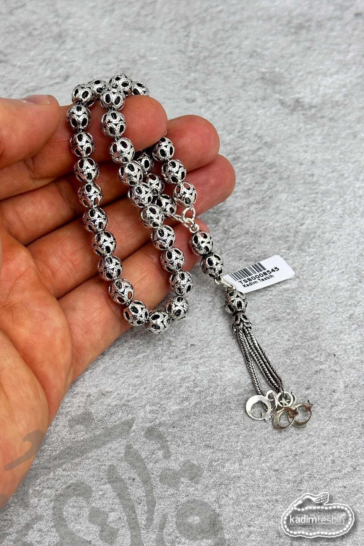Bilek Boy Küre Kesim 925 Ayar Telkari Gümüş Tesbih