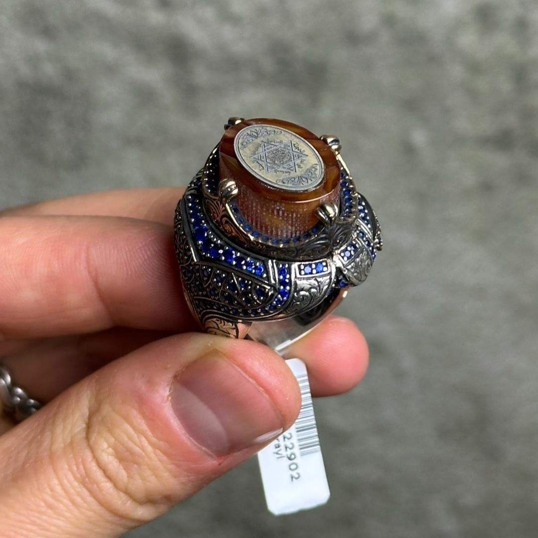 Hz.Süleyman Mühürlü 925 Ayar Gümüş Erkek Yüzük 