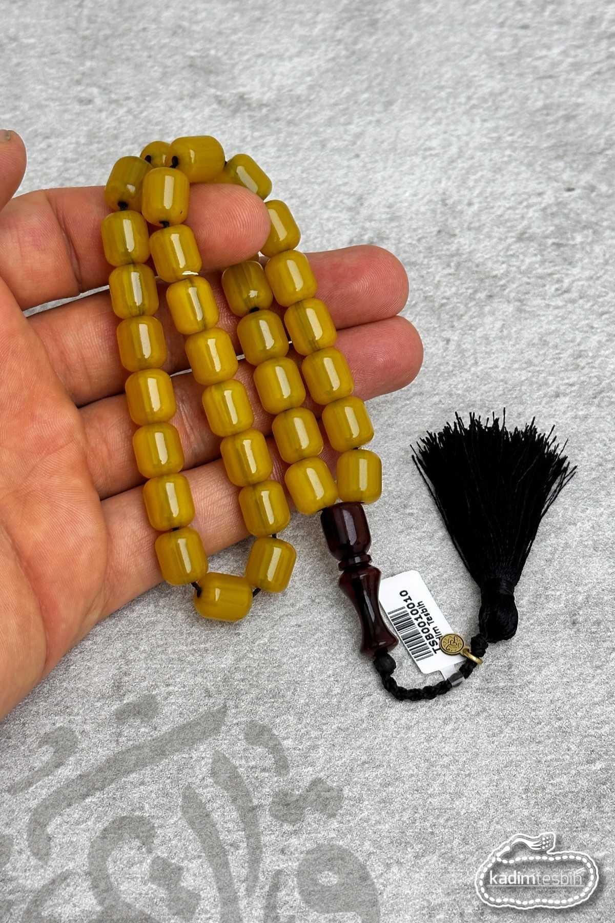 Kapsül Kesimli Osmanlı İp Püskül Sıkma Kehribar Tesbih