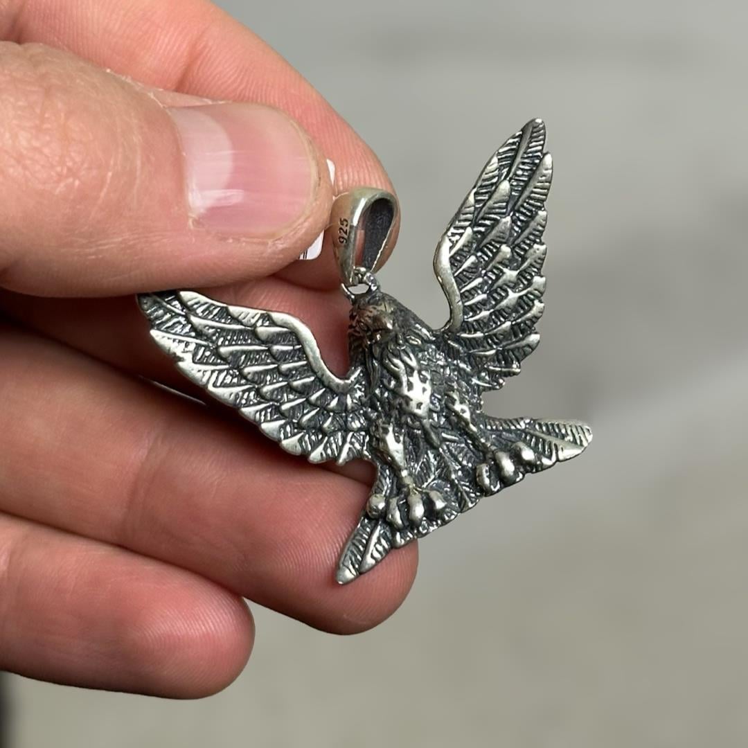 Kartal Motif 925 Ayar Gümüş Erkek Kolye Ucu