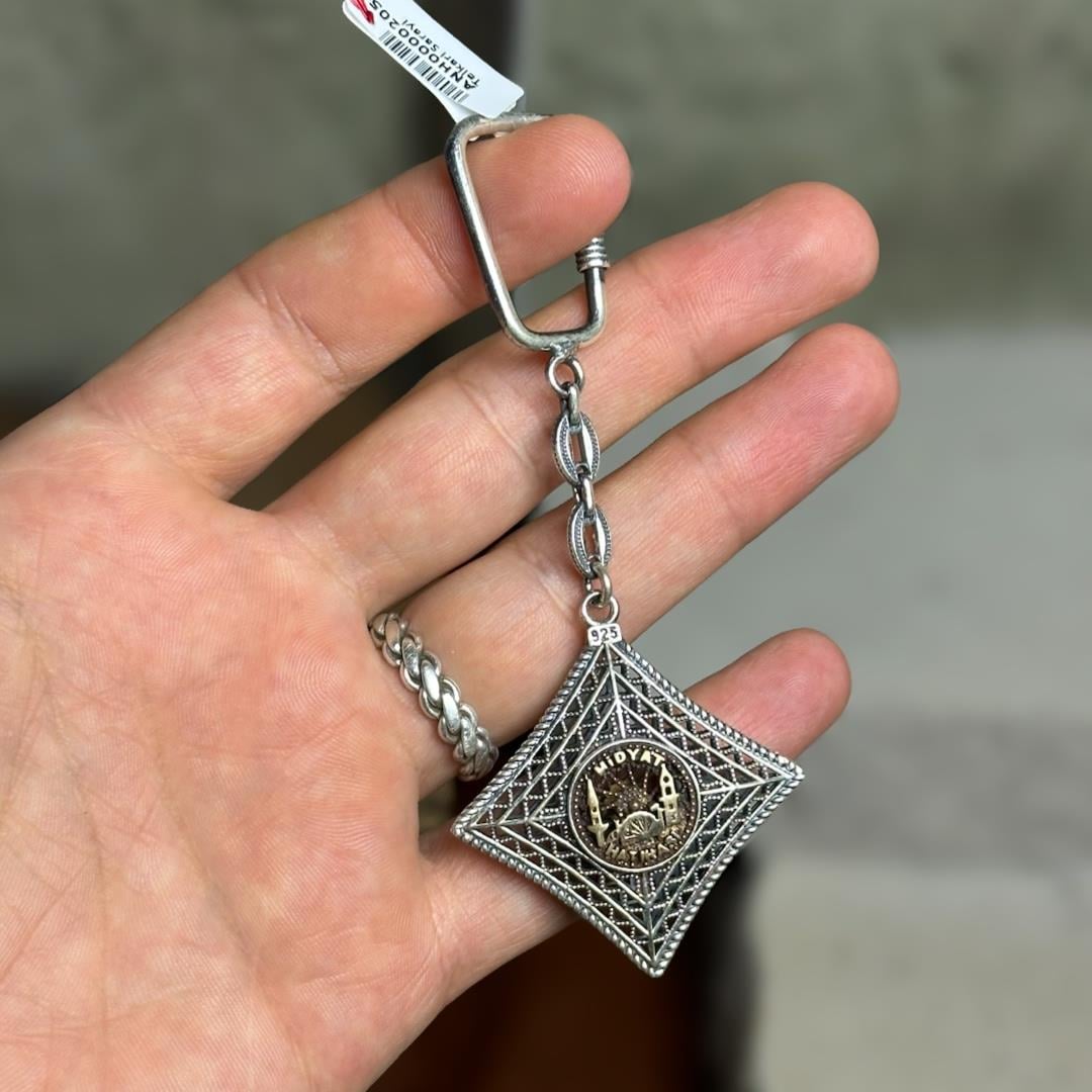 Midyat Hatırası 925 Ayar Gümüş Telkari Anahtarlık