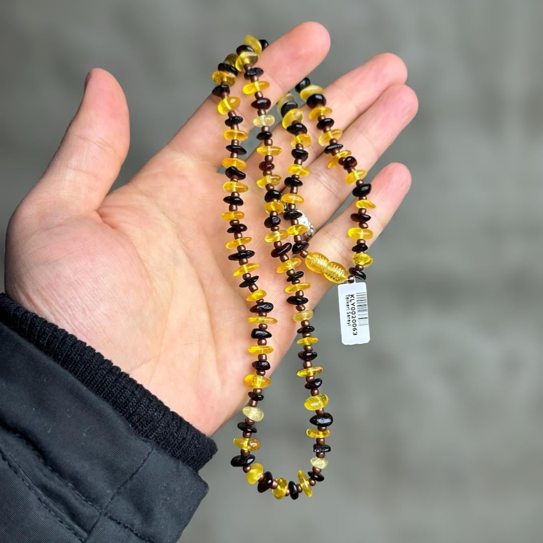 Üç Renk Unisex Doğal Kaya Damla Kehribar Kolye