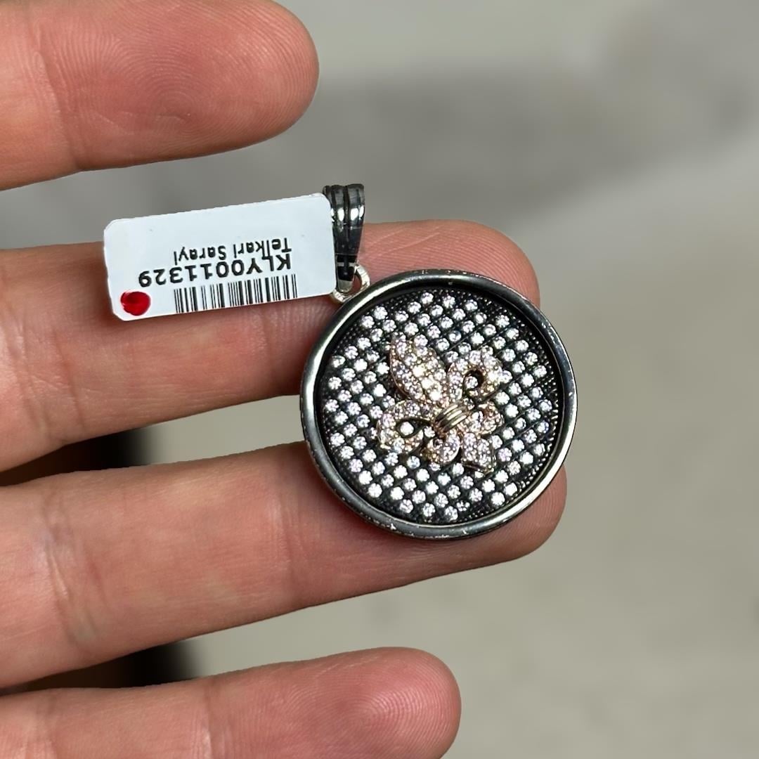 Zambak Çiçeği Tasarım 925 Ayar Gümüş Erkek Kolye Ucu