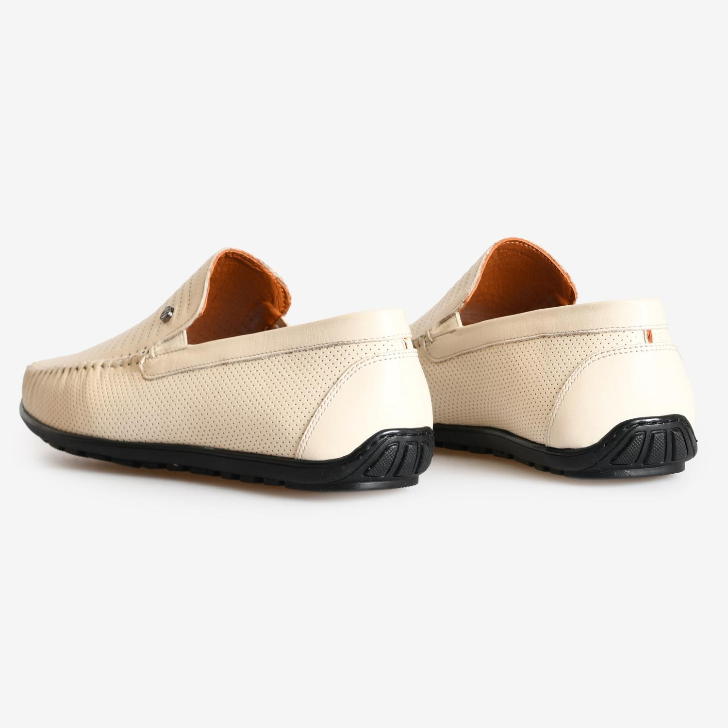 Bej Deri Erkek Loafer