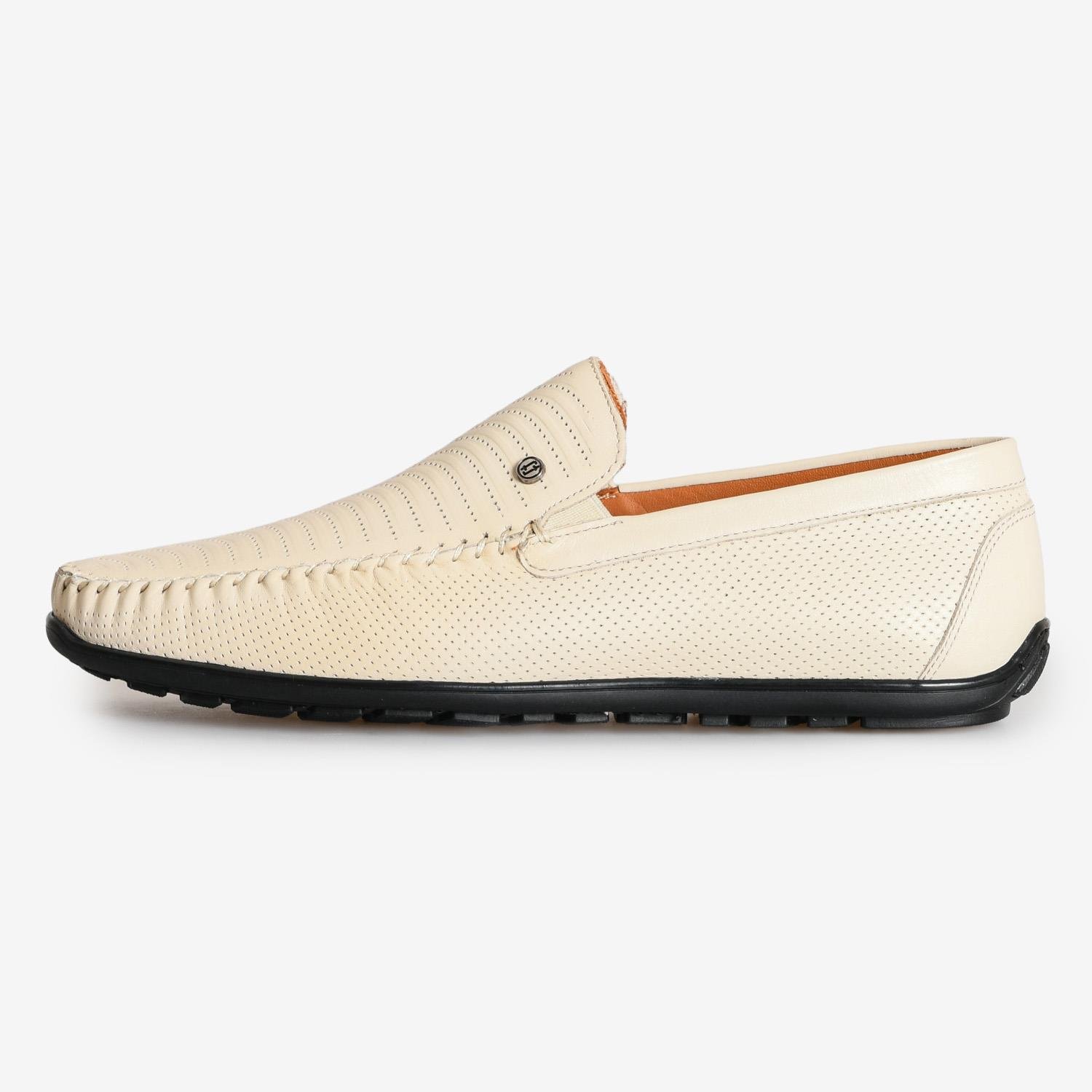 Bej Deri Erkek Loafer