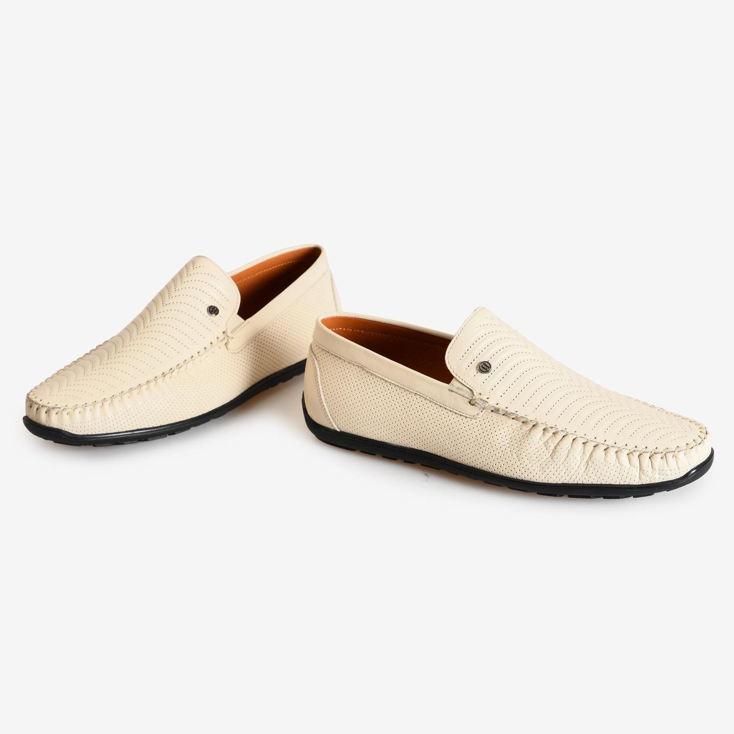 Bej Deri Erkek Loafer