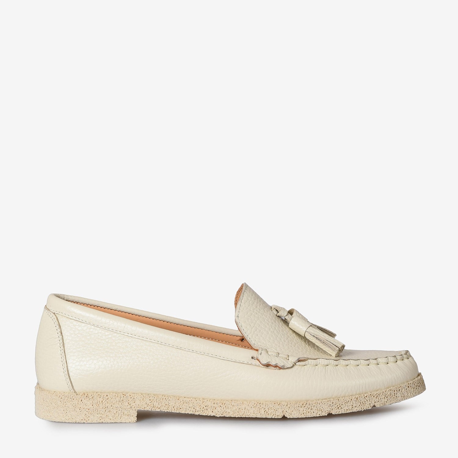 Bej Deri Kadın Loafer