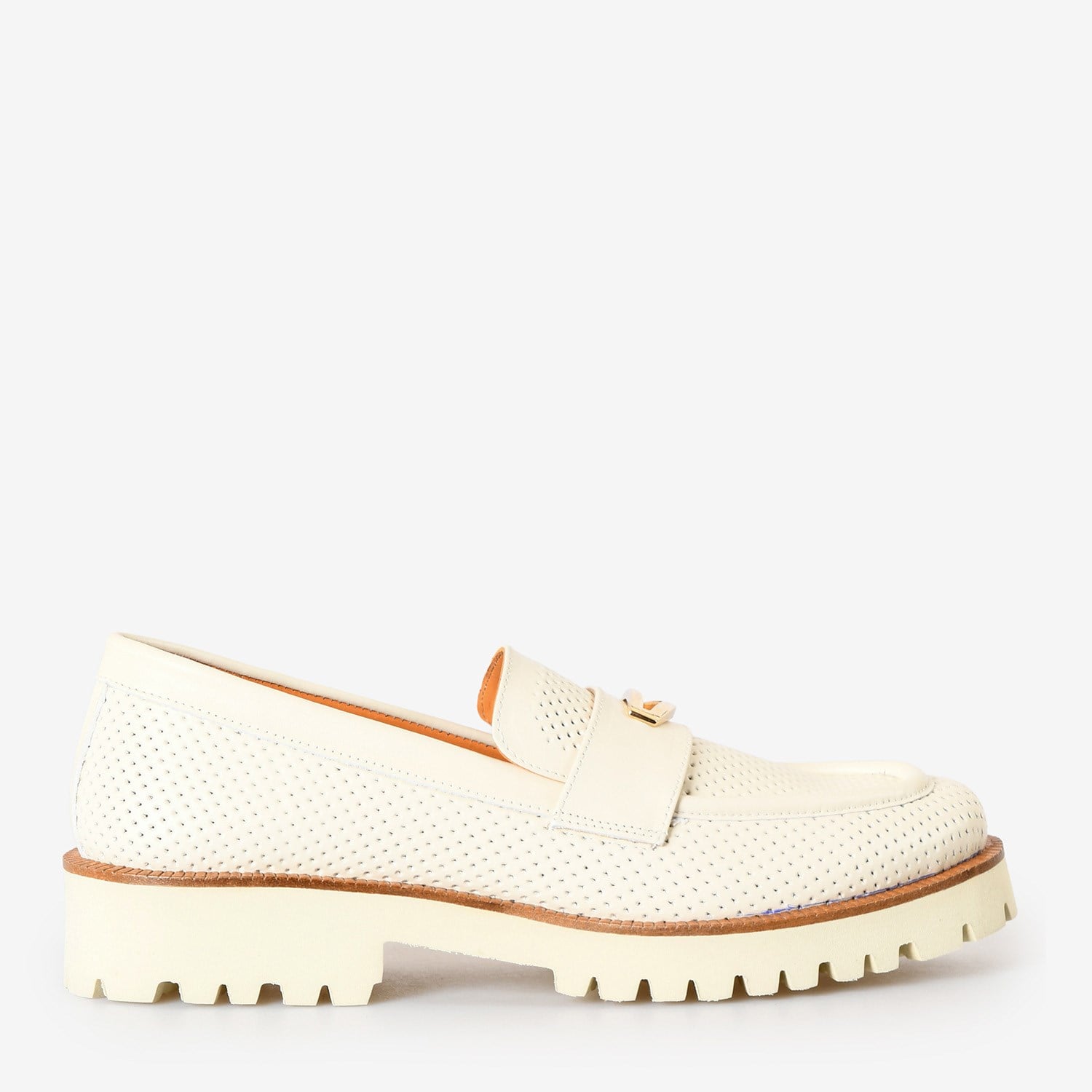 Bej Deri Kadın Loafer