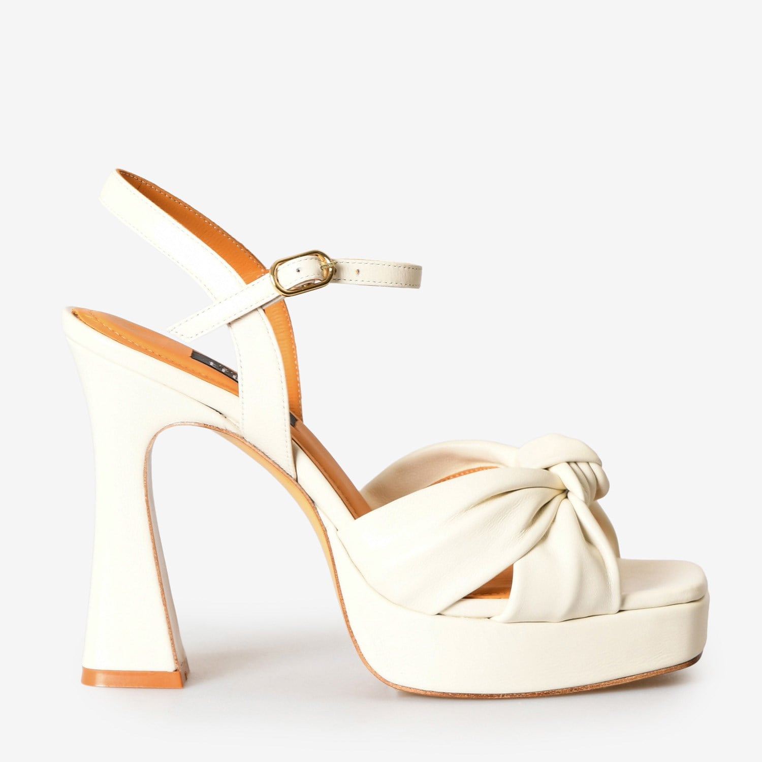 Bej Deri Kalın Topuk Kadın Abiye Sandalet