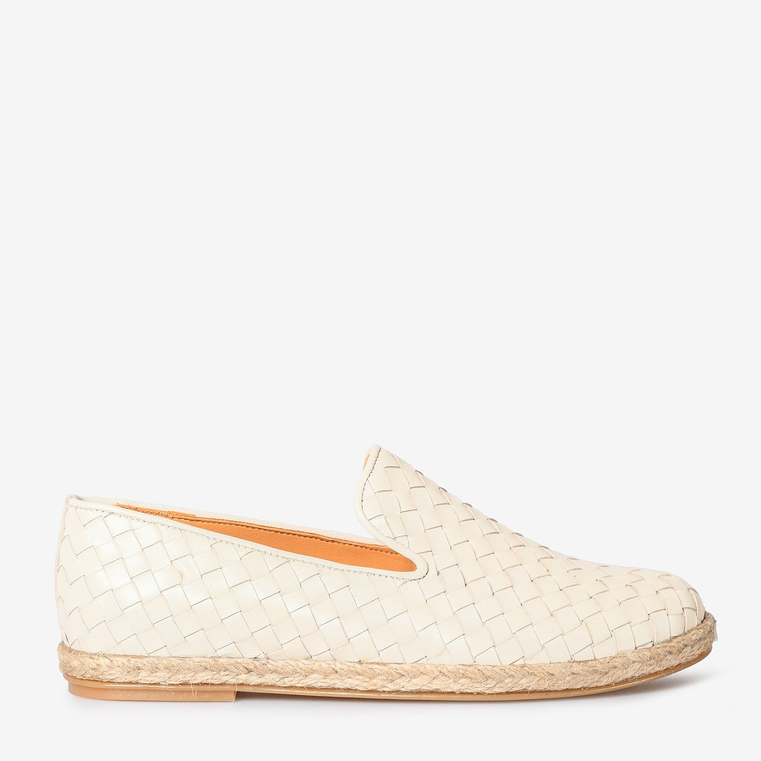 Bej Deri Örgü Kadın Loafer