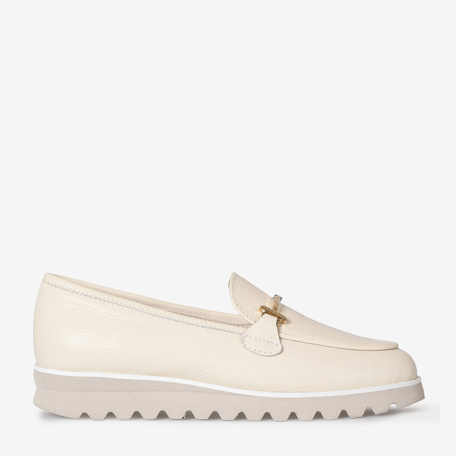 Bej Deri Toka Detaylı Kadın Loafer