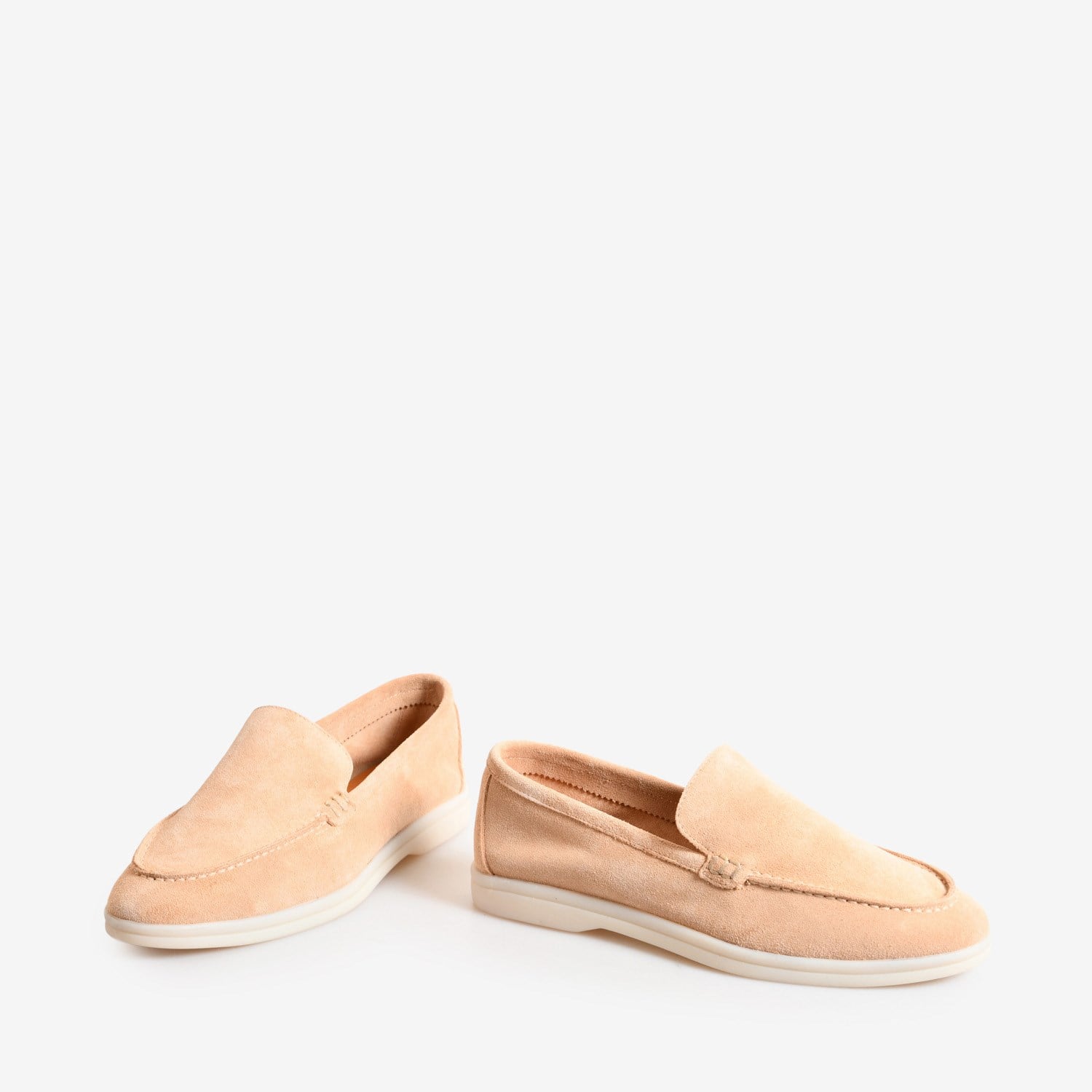 Bej Düz Süet Kadın Loafer