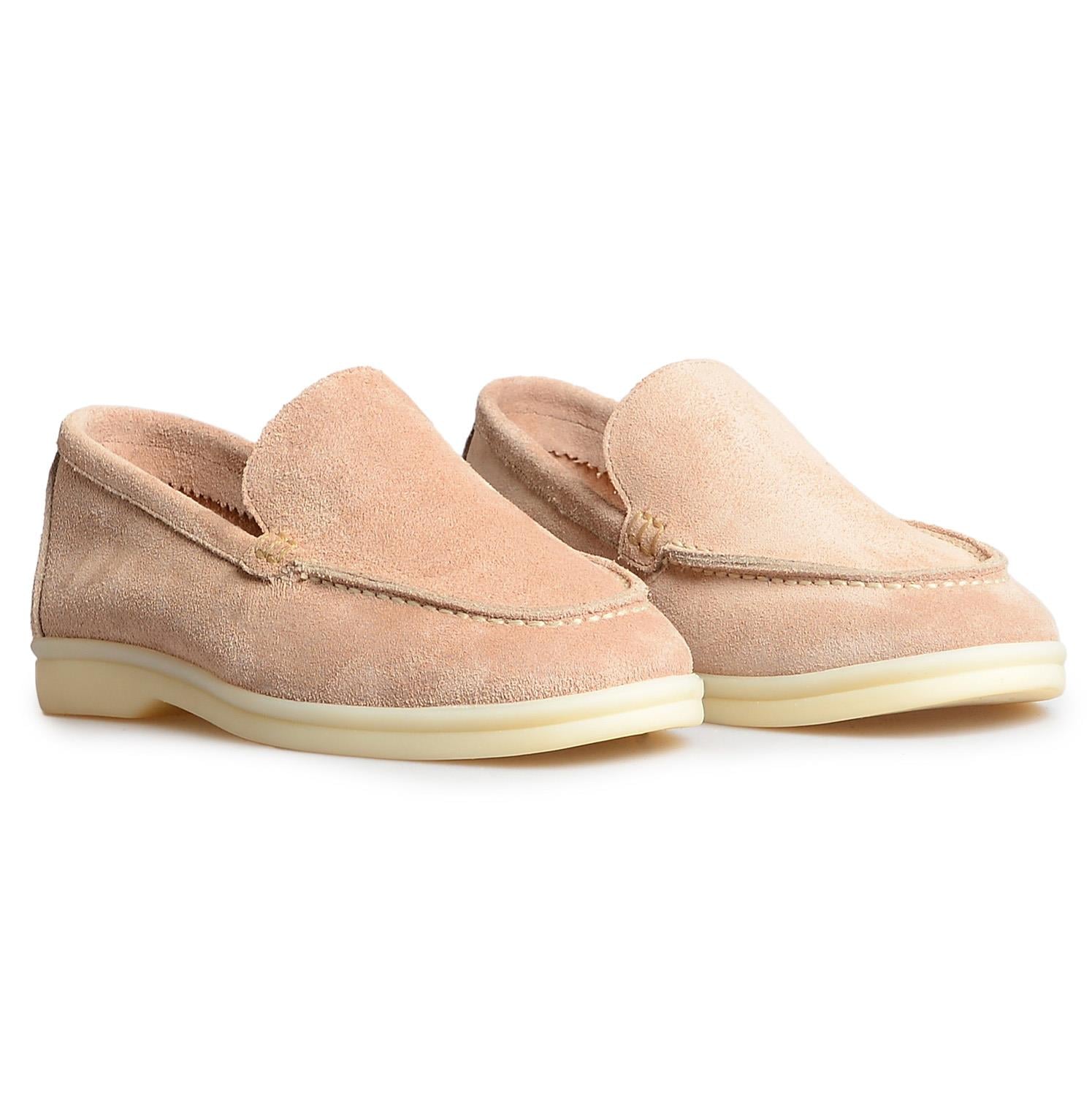 Bej Düz Süet Kadın Loafer