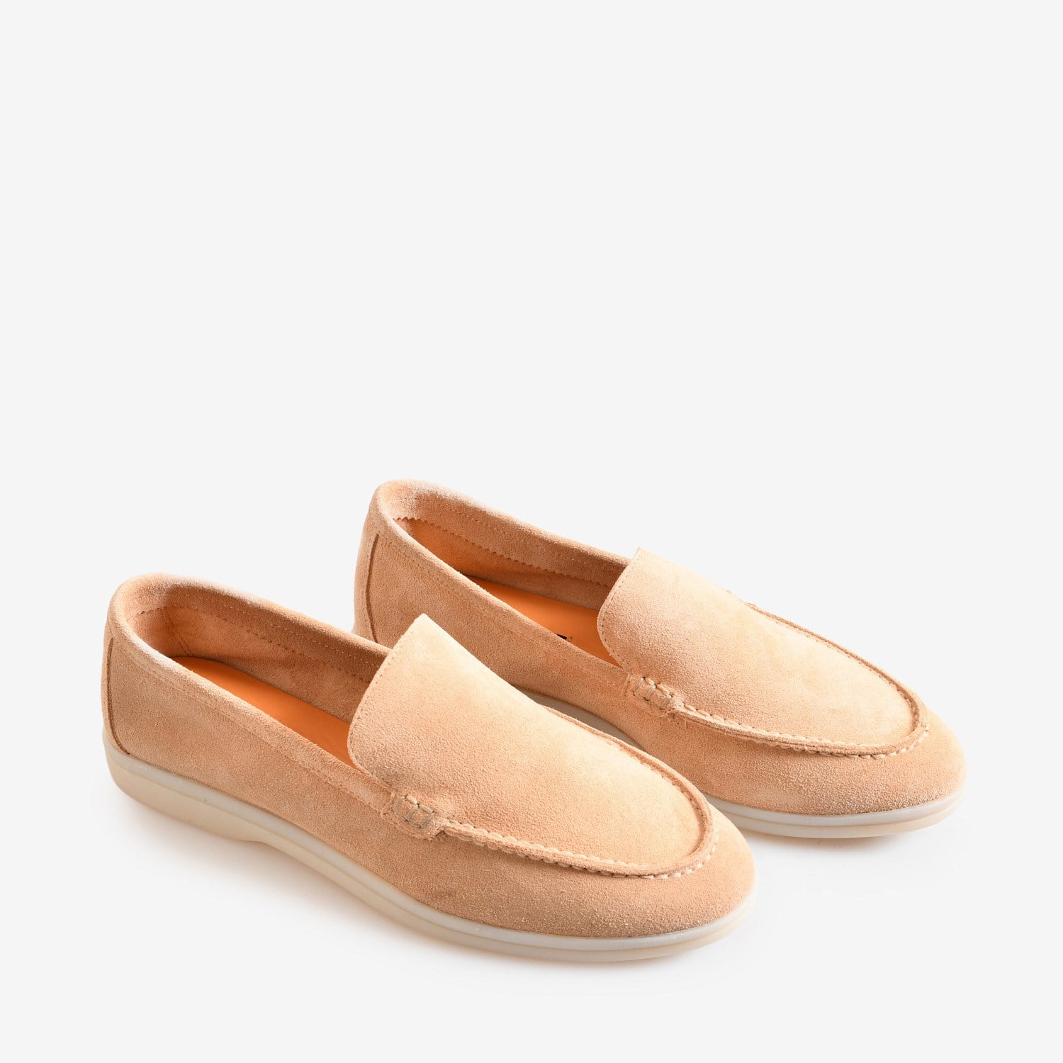 Bej Düz Süet Kadın Loafer