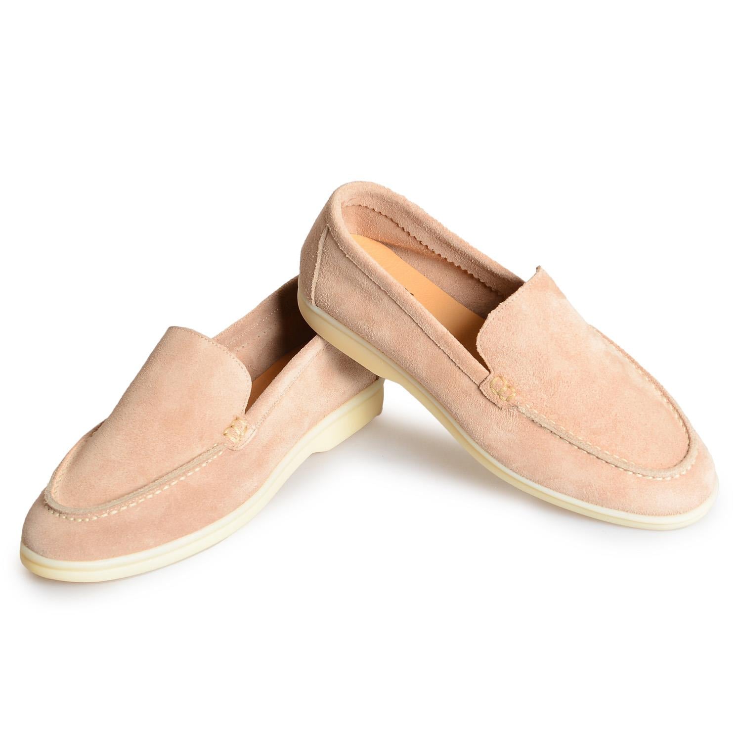 Bej Düz Süet Kadın Loafer
